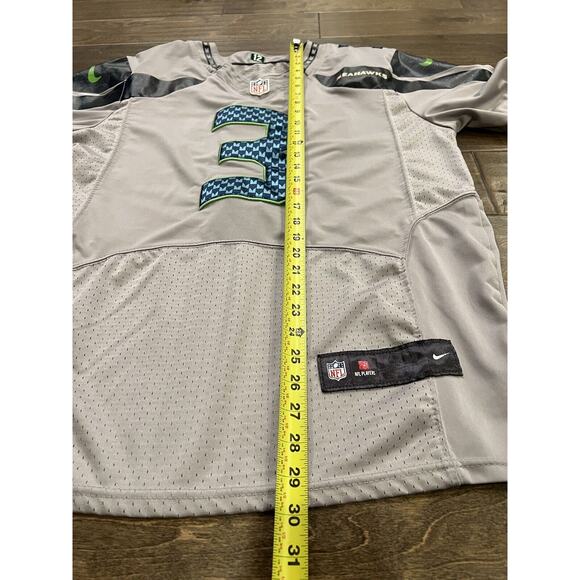 Nike Elite Mens Gray Authentic Russell Wilson #3 Seattle Seahawks Jersey Size 40 - Picture 9 of 10
